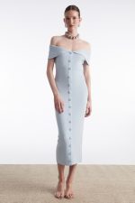 Fine Line Knitted Midi Dress Ciel