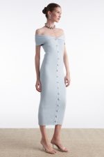 Fine Line Knitted Midi Dress Ciel - Image 4