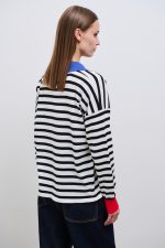 Marina Πλεκτό Polo - Μαύρο/Λευκό/Μπλε - Image 2