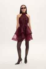 Margot Organtza Dress -Μπορντό