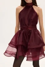Margot Organtza Dress -Μπορντό - Image 2