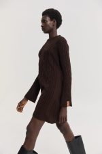 Aludra Knitted Dress - Brown - Image 5