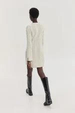 Aludra Knitted Dress - Beige - Image 3