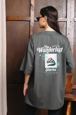 Stamp Oversized T-Shirt - Χακί - Image 2