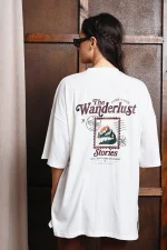 Stamp Oversized T-Shirt - Εκρού - Image 2