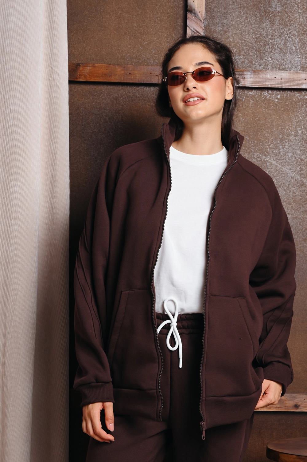 WNDR14476.jpg W Sweat Jacket - Καφέ - Image 1