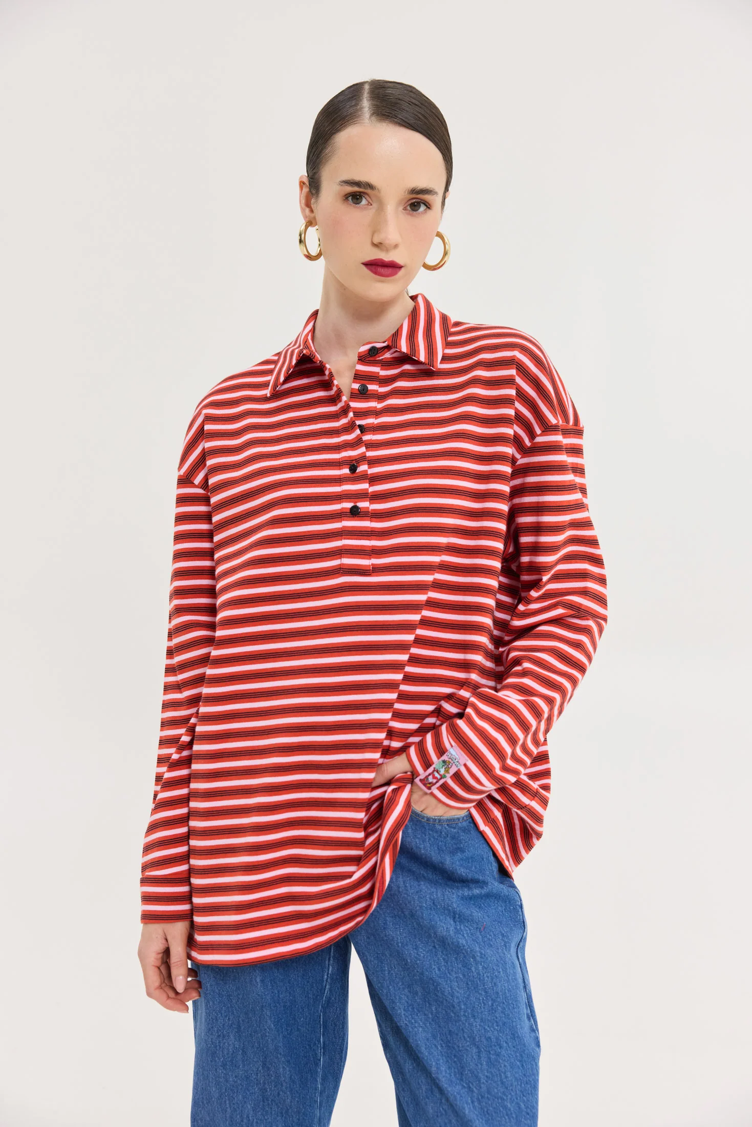 hemithea23302_3000x SIdecar Sweatshirt - Red stripes - Image 1