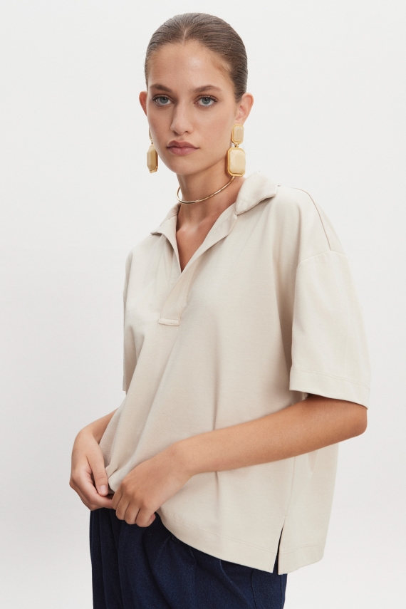 nadia_rapti_eshopprefall_0116538_copy_2 Jazz Polo Blouse - Beige - Image 1